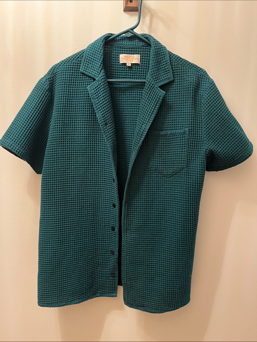 Men’s green waffle button up